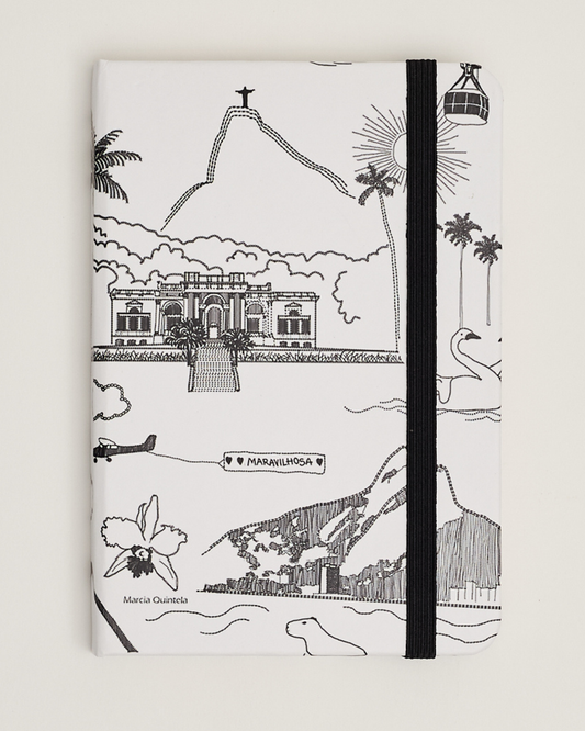 Caderno Rio preto e branco capa dura 9x13 Marcia Quintela